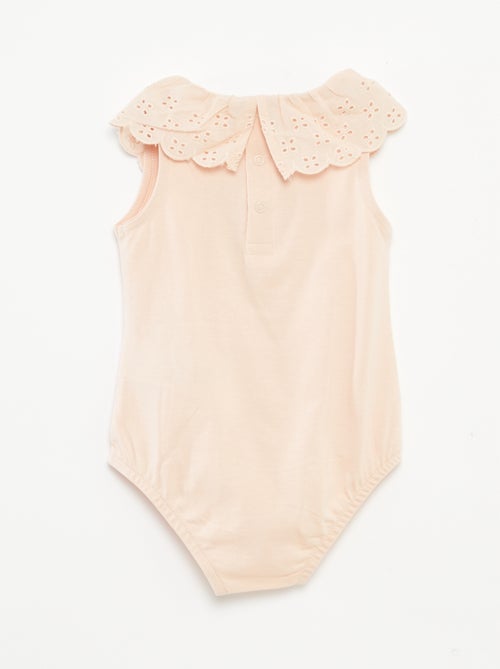 Body senza maniche con collo ampio con ricamo sangallo - Kiabi