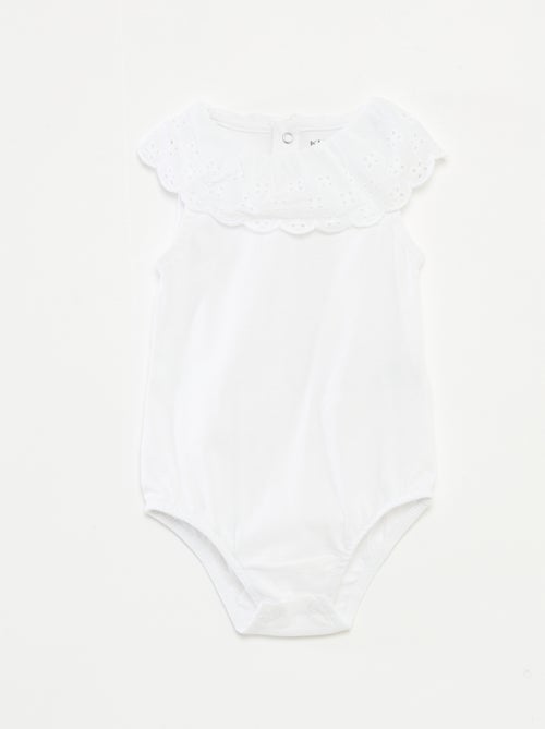 Body senza maniche con collo ampio con ricamo sangallo - Kiabi