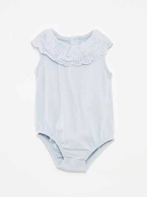 Body senza maniche con collo ampio con ricamo sangallo - Kiabi