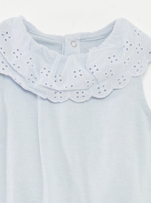 Body senza maniche con collo ampio con ricamo sangallo - Kiabi