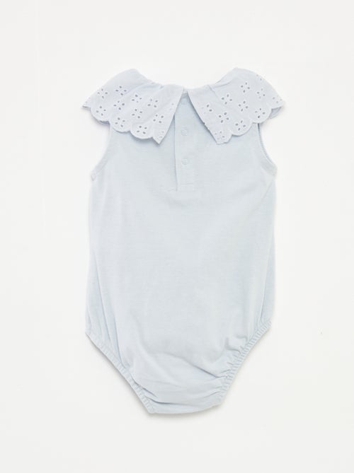 Body senza maniche con collo ampio con ricamo sangallo - Kiabi