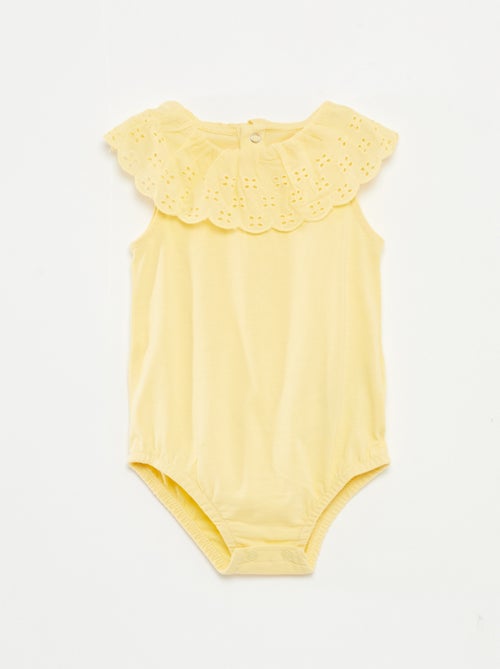 Body senza maniche con collo ampio con ricamo sangallo - Kiabi