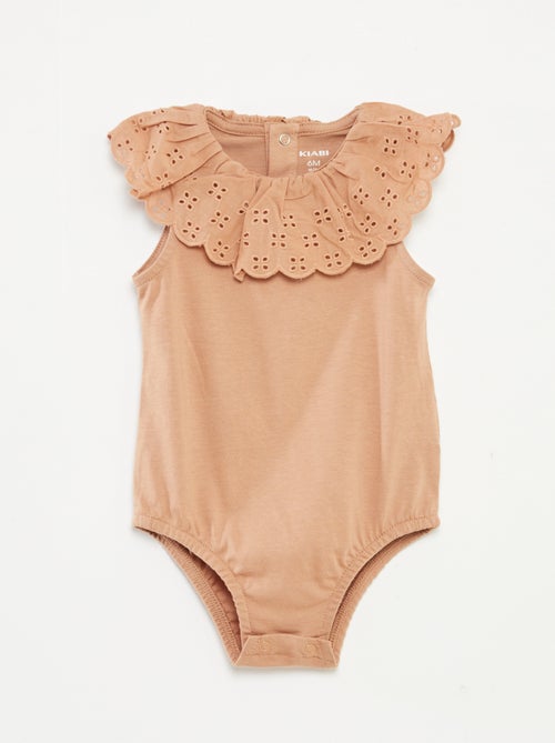 Body senza maniche con collo ampio con ricamo sangallo - Kiabi