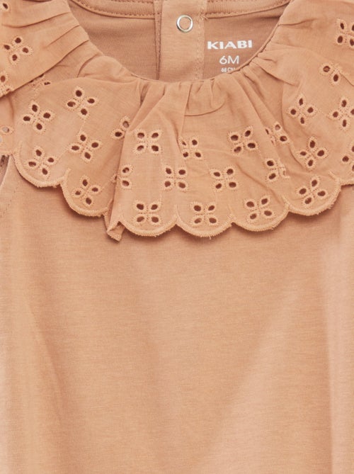 Body senza maniche con collo ampio con ricamo sangallo - Kiabi