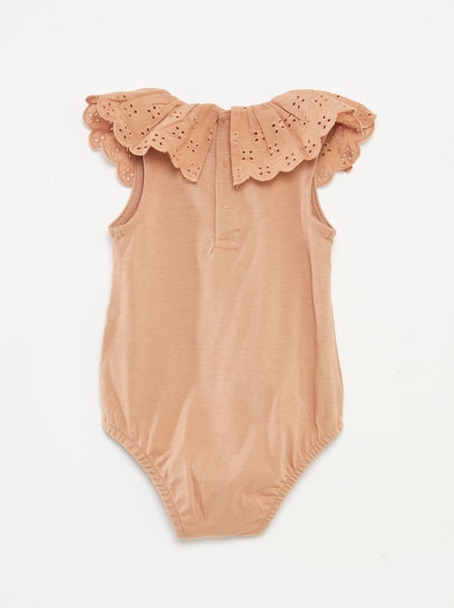 Body senza maniche con collo ampio con ricamo sangallo - Kiabi