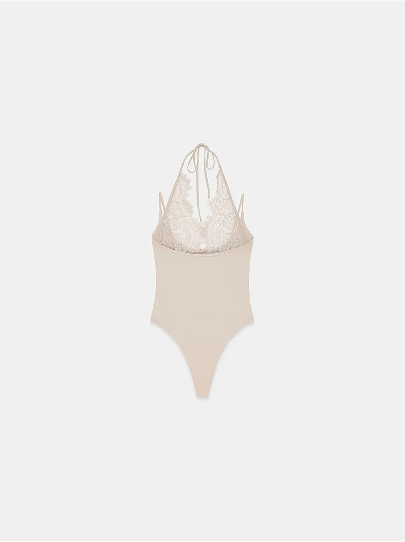 Body senza maniche con cut-out ricamati dilvin Beige argilla - Kiabi