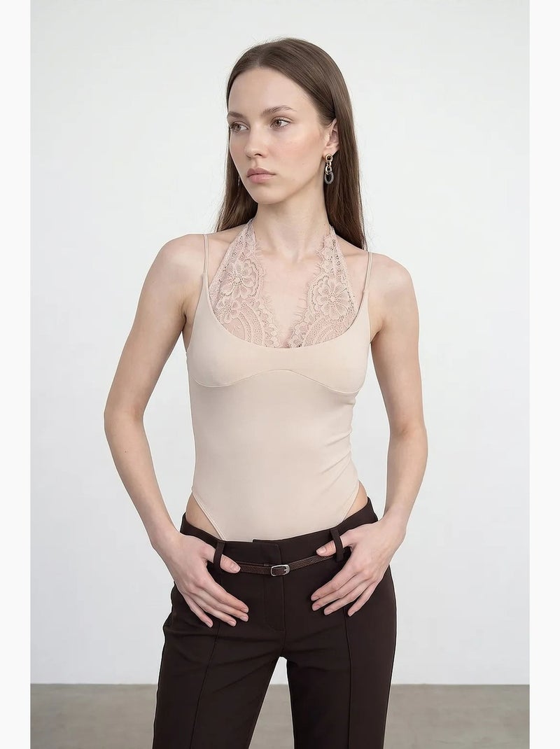 Body senza maniche con cut-out ricamati dilvin Beige argilla - Kiabi