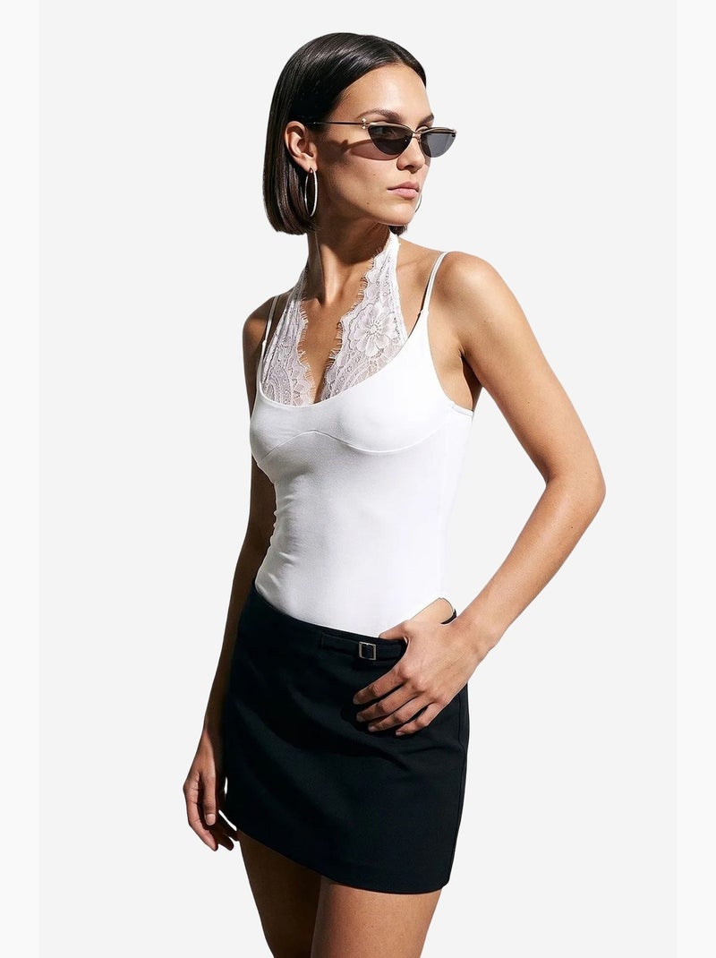 Body senza maniche con cut-out ricamati dilvin Bianco - Kiabi