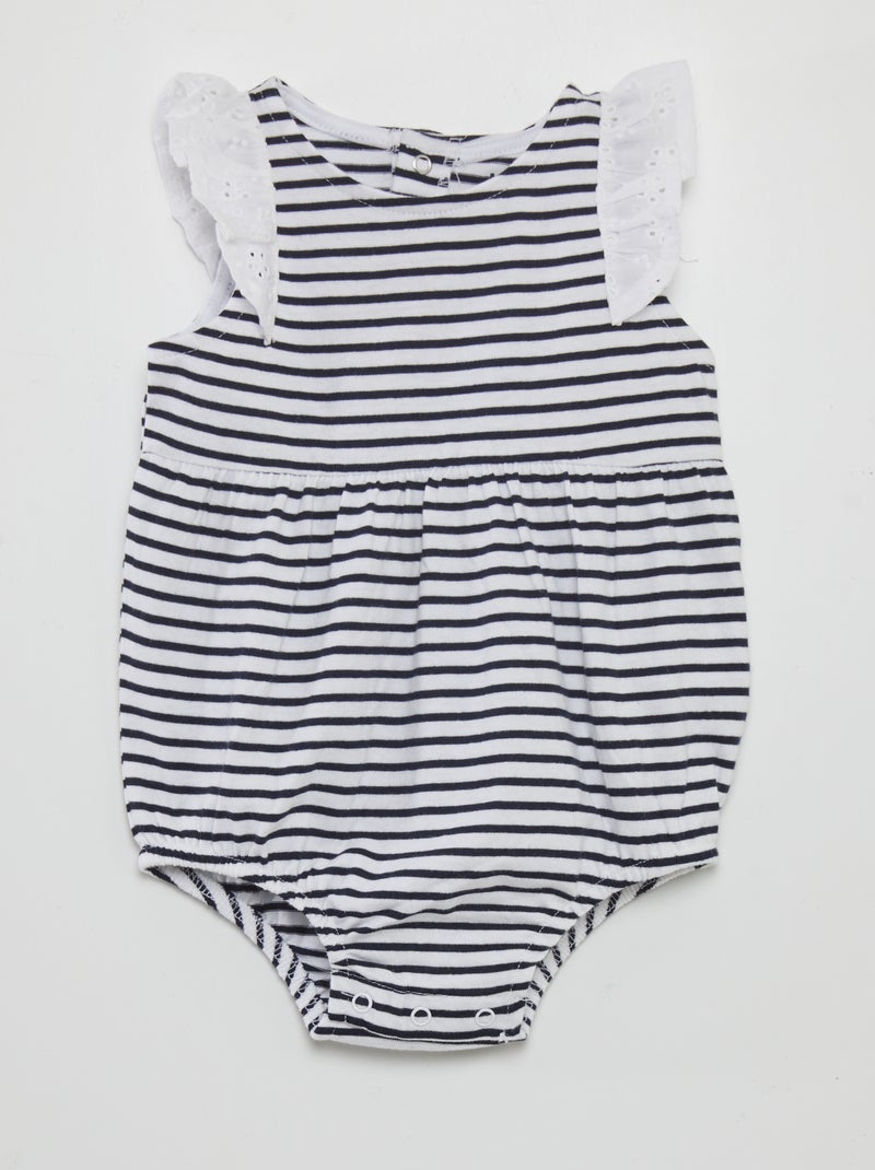 Body senza maniche con ricamo a punto inglese BIANCO - Kiabi