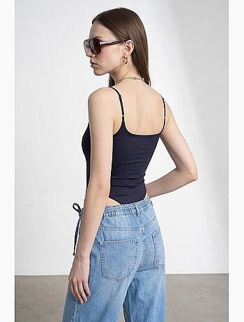 Body senza maniche in nylon con scollo quadrato dilvin
