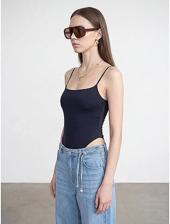 Body senza maniche in nylon con scollo quadrato dilvin