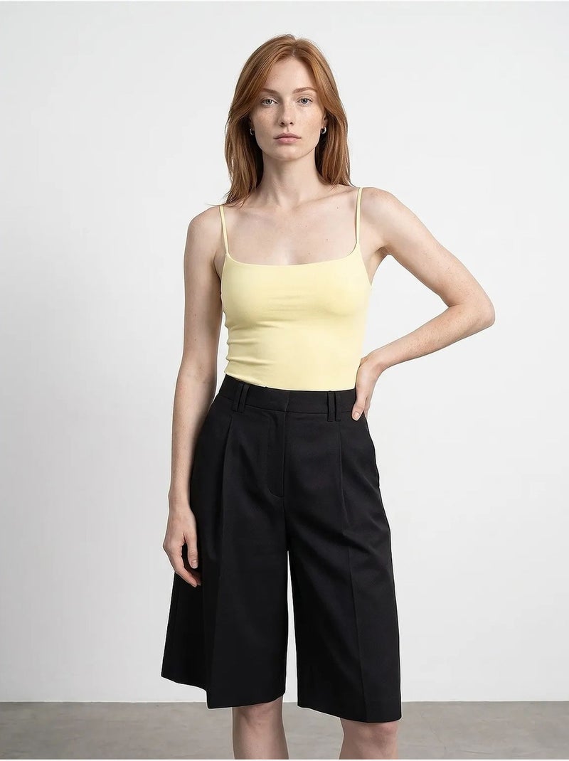 Body senza maniche in nylon con scollo quadrato dilvin Giallo limone - Kiabi