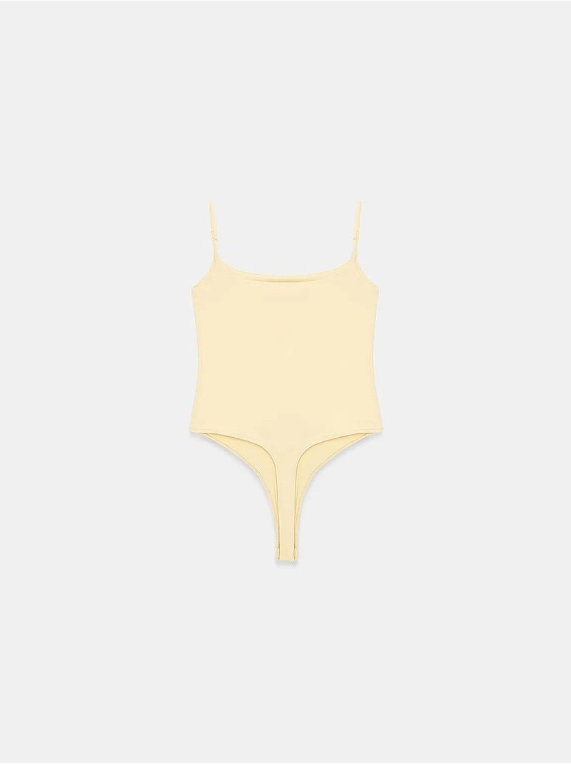 Body senza maniche in nylon con scollo quadrato dilvin Giallo limone - Kiabi
