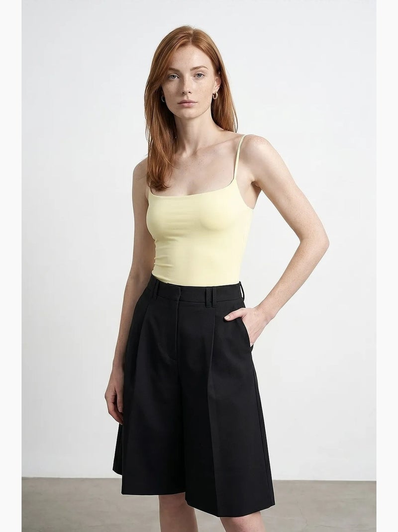 Body senza maniche in nylon con scollo quadrato dilvin Giallo limone - Kiabi