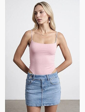 Body senza maniche in nylon con scollo quadrato dilvin
