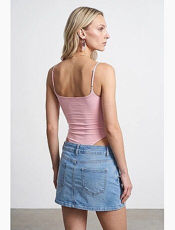 Body senza maniche in nylon con scollo quadrato dilvin