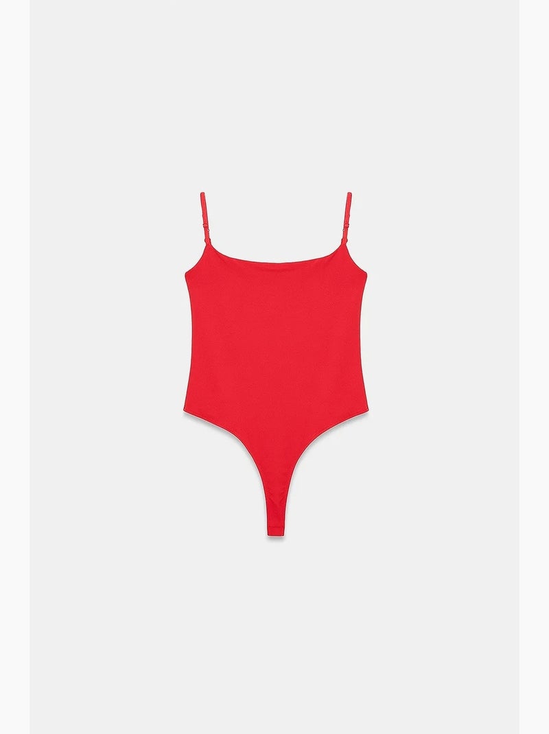 Body senza maniche in nylon con scollo quadrato dilvin Rosso - Kiabi