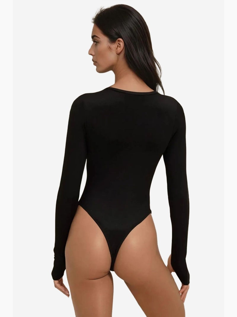 Body slim fit con girocollo hiccup Nero - Kiabi