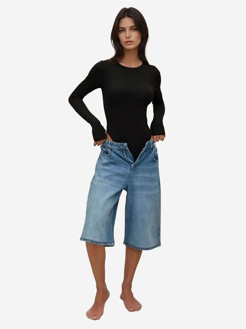 Body slim fit con girocollo hiccup Nero - Kiabi