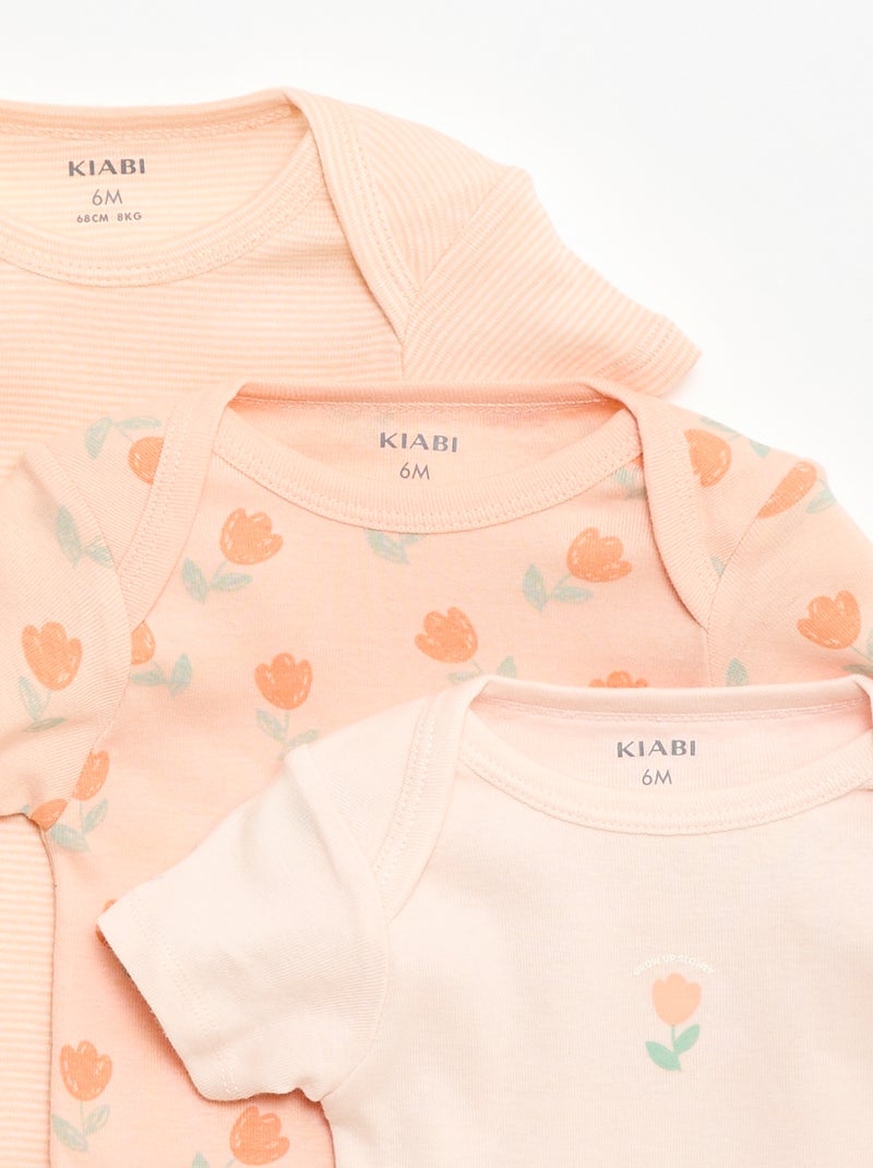 Body stampati in cotone - set da 3 Arancione - Kiabi