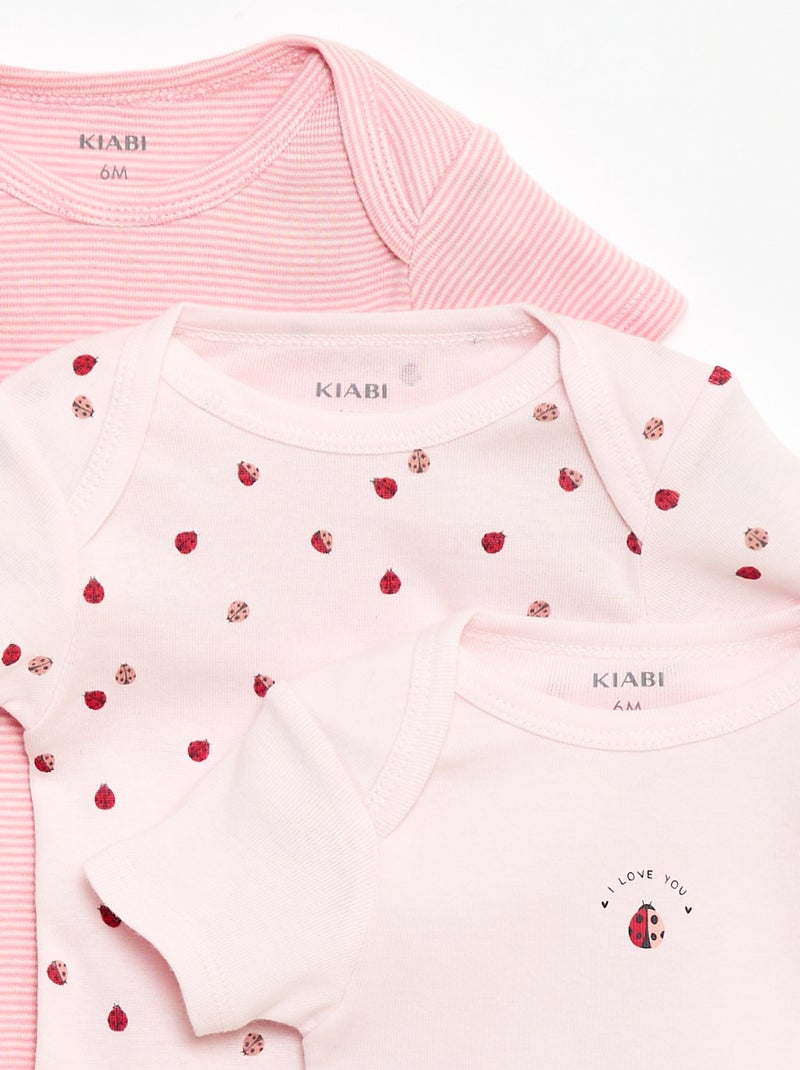 Body stampati in cotone - set da 3 Rosa - Kiabi