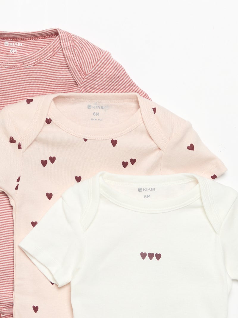 Body stampati in cotone - set di 3 Rosa - Kiabi