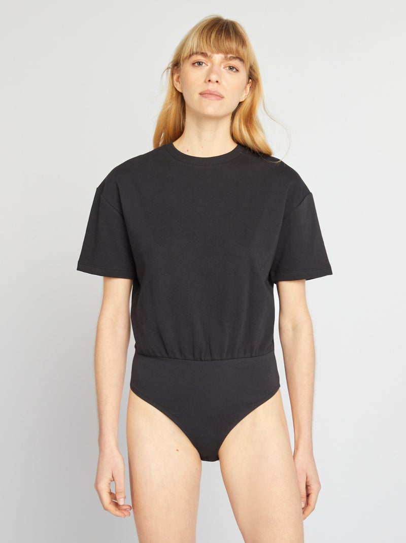 Body t-shirt a maniche corte nero - Kiabi