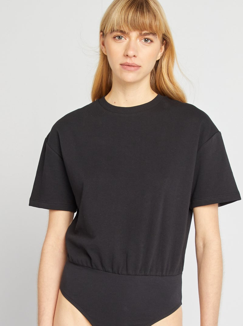 Body t-shirt a maniche corte nero - Kiabi