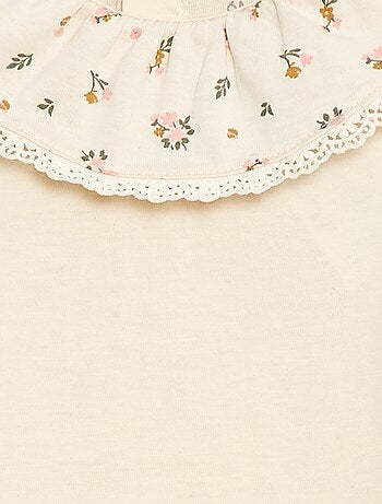 Body tinta unita con colletto Claudine stampato