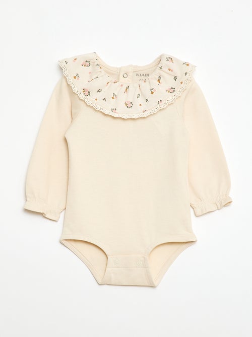 Body tinta unita con colletto Claudine stampato - Kiabi