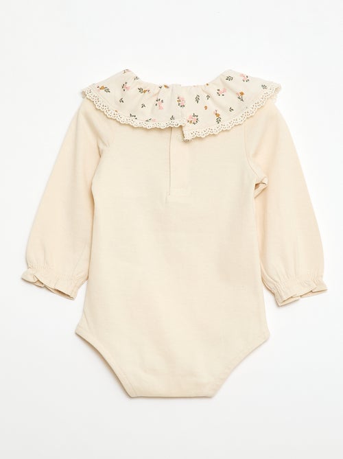 Body tinta unita con colletto Claudine stampato - Kiabi