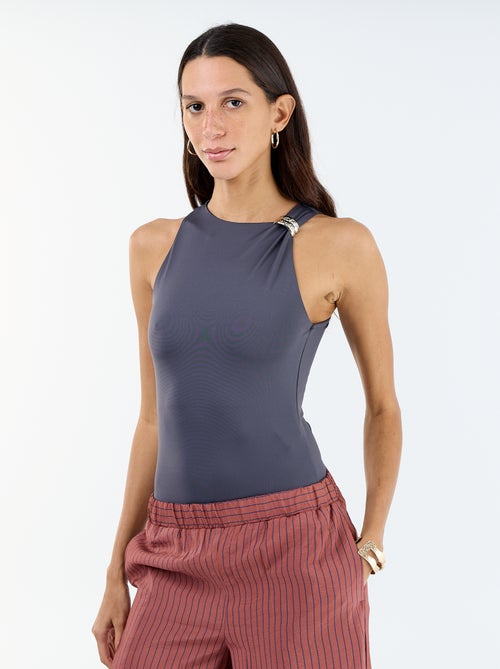 Body tinta unita con gioielli fantasia sulle spalline - Kiabi