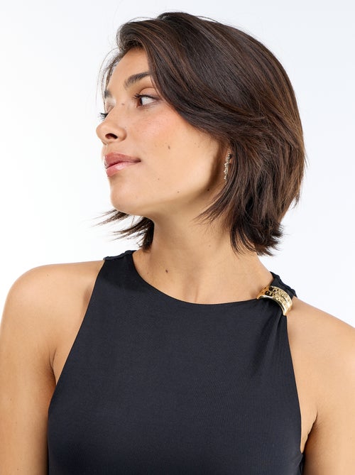 Body tinta unita con gioielli fantasia sulle spalline - Kiabi