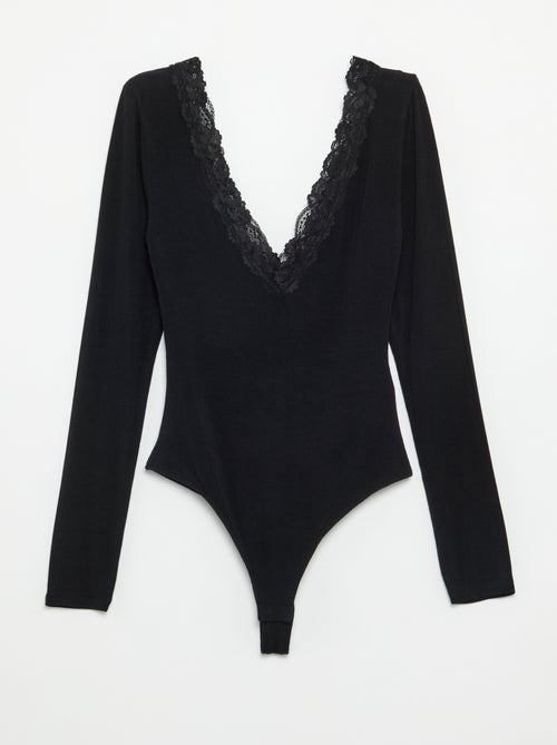 Body tinta unita con pizzo - Kiabi