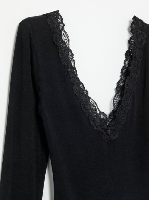 Body tinta unita con pizzo - Kiabi