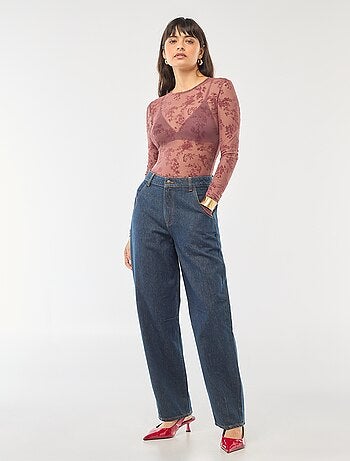 Body trasparente con fiori in velluto