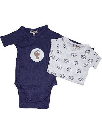 Body x2 a maniche corte per neonati Les Chatounets "MARIN