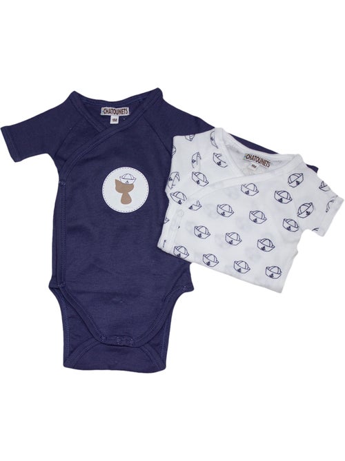 Body x2 a maniche corte per neonati Les Chatounets "MARIN" - Kiabi Body x2 a maniche corte per neonati Les Chatounets "MARIN" - Kiabi