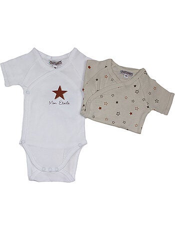 Body x2 a maniche corte per neonati Les Chatounets "STAR