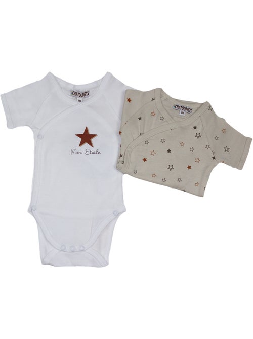 Body x2 a maniche corte per neonati Les Chatounets "STAR" - Kiabi Body x2 a maniche corte per neonati Les Chatounets "STAR" - Kiabi