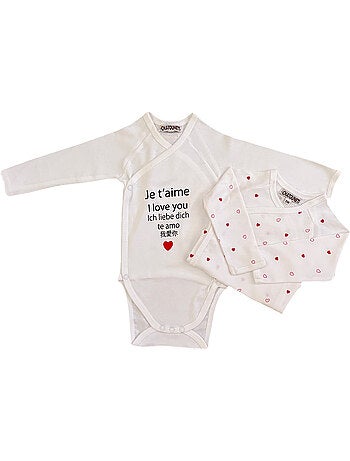 Body x2 a maniche lunghe per neonati Les Chatounets "LOVE