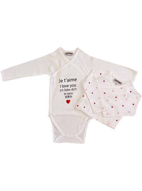 Body x2 a maniche lunghe per neonati Les Chatounets "LOVE" - Kiabi Body x2 a maniche lunghe per neonati Les Chatounets "LOVE" - Kiabi