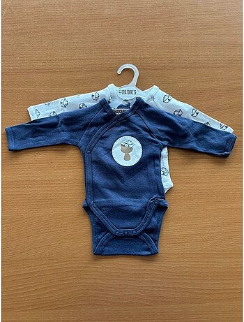 Body x2 a maniche lunghe per neonati Les Chatounets "MARIN