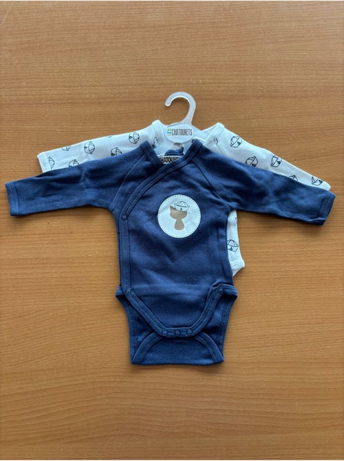Body x2 a maniche lunghe per neonati Les Chatounets "MARIN" - Kiabi