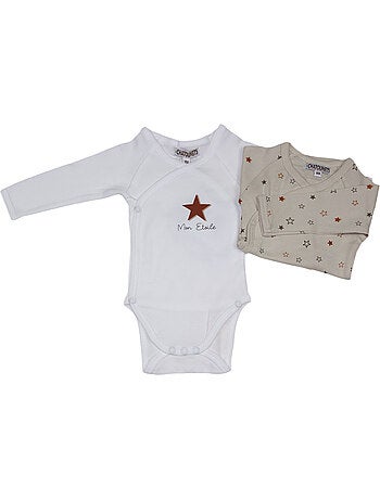 Body x2 a maniche lunghe per neonati Les Chatounets "STAR