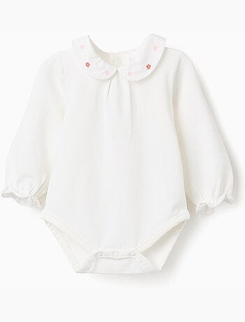 Bodysuit a manica lunga con fiori e volant