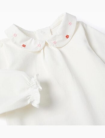 Bodysuit a manica lunga con fiori e volant