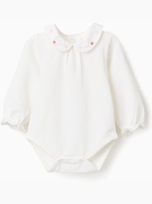 Bodysuit a manica lunga con fiori e volant - Kiabi