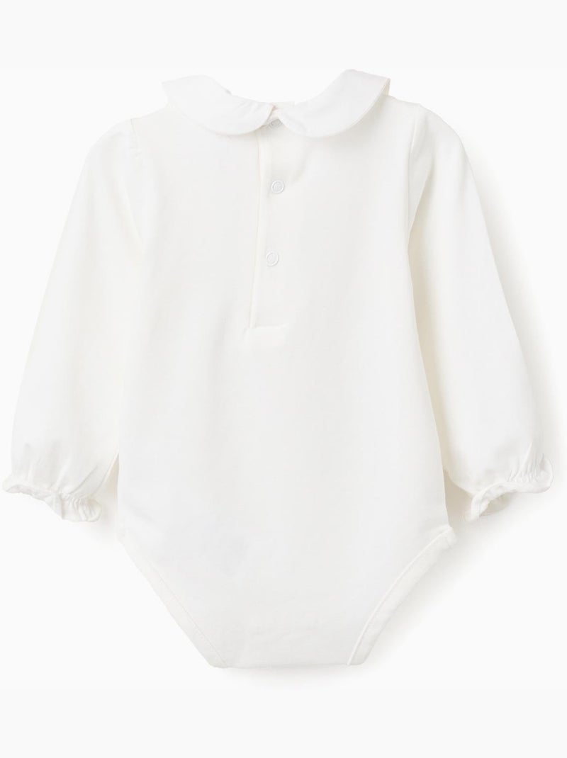 Bodysuit a manica lunga con fiori e volant Bianco - Kiabi