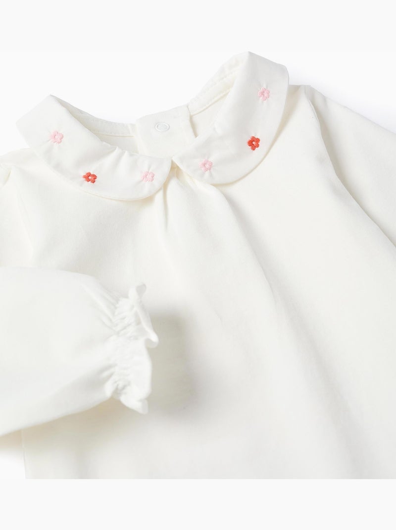 Bodysuit a manica lunga con fiori e volant Bianco - Kiabi